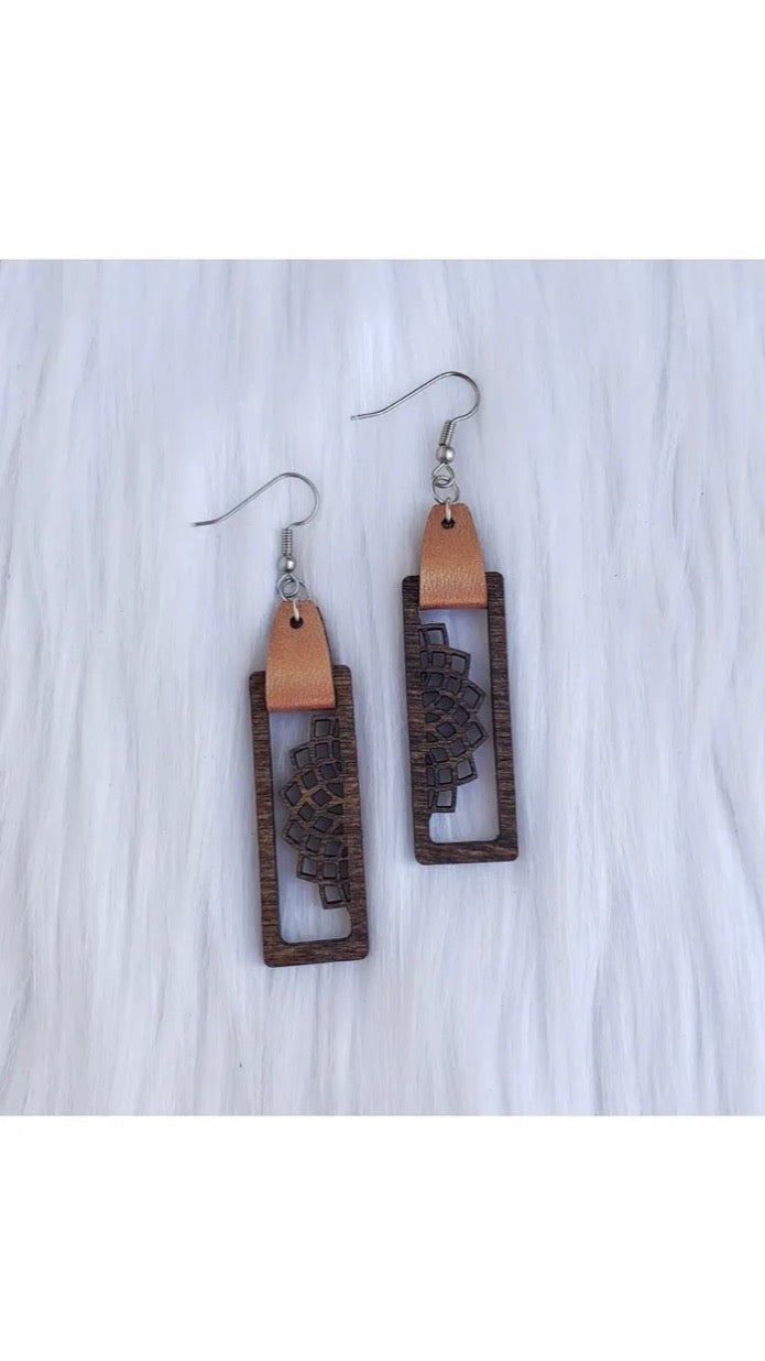 Earrings Wooden Dangle